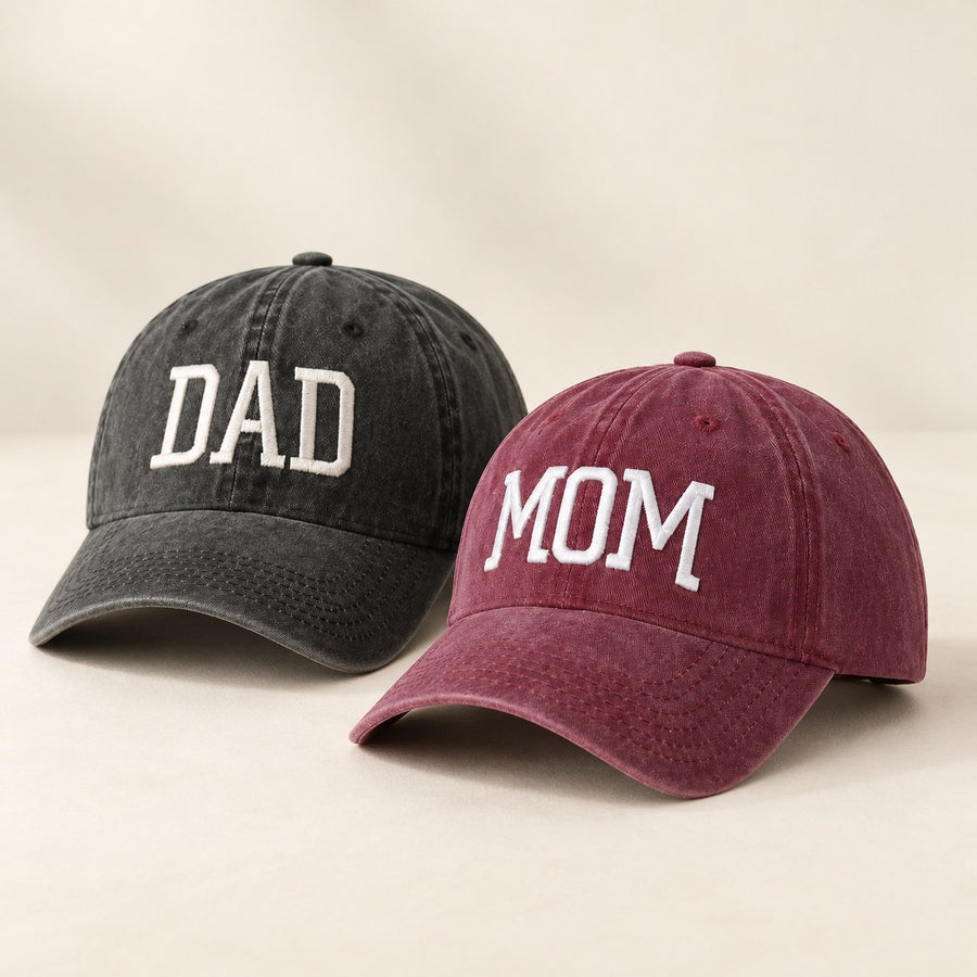 Mom & Dad Embroidered Cap Set