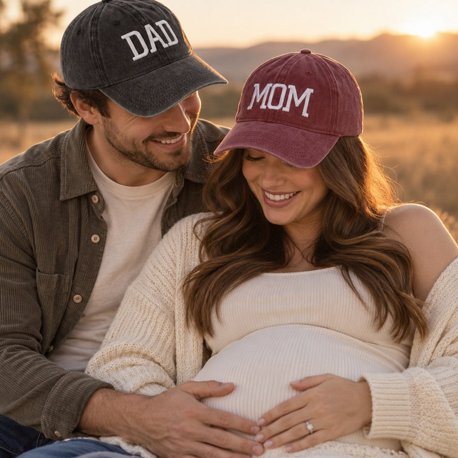 Mom & Dad Embroidered Cap Set