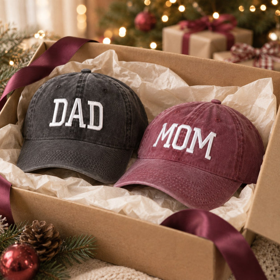 Mom & Dad Embroidered Cap Set