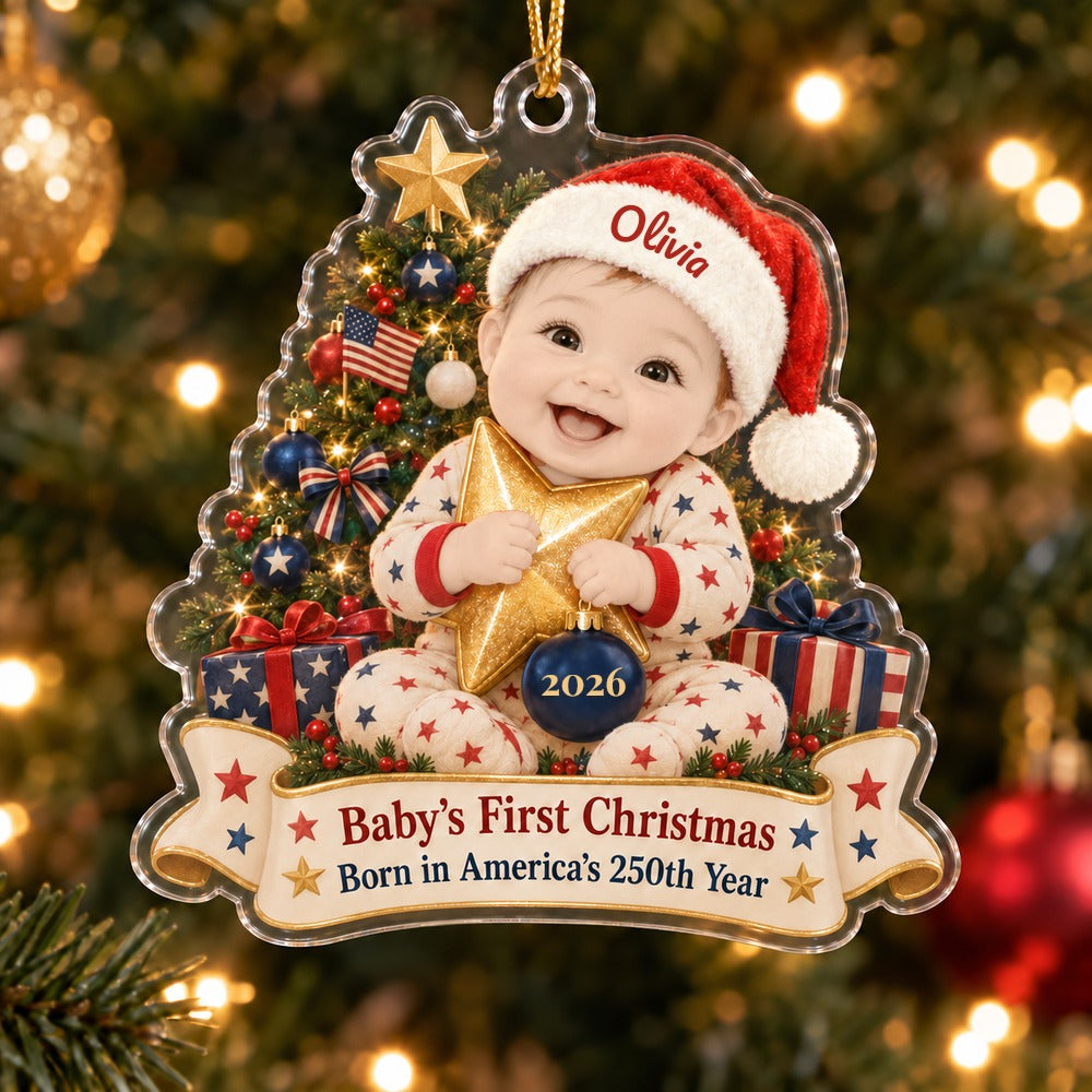 Patriotic Star Baby Photo Ornament