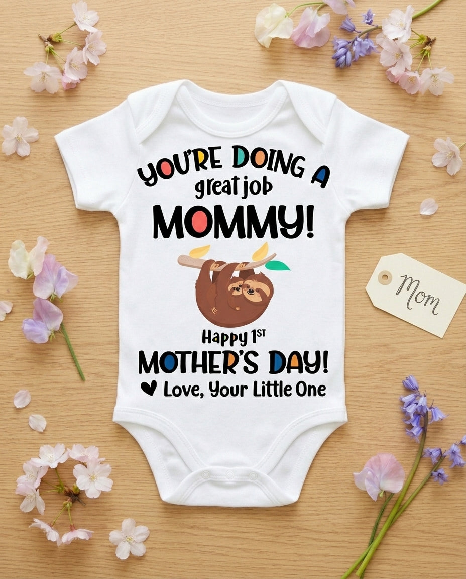 TotKind - Sloth Great Job Mommy 1st Mothers Day - Baby Onesie