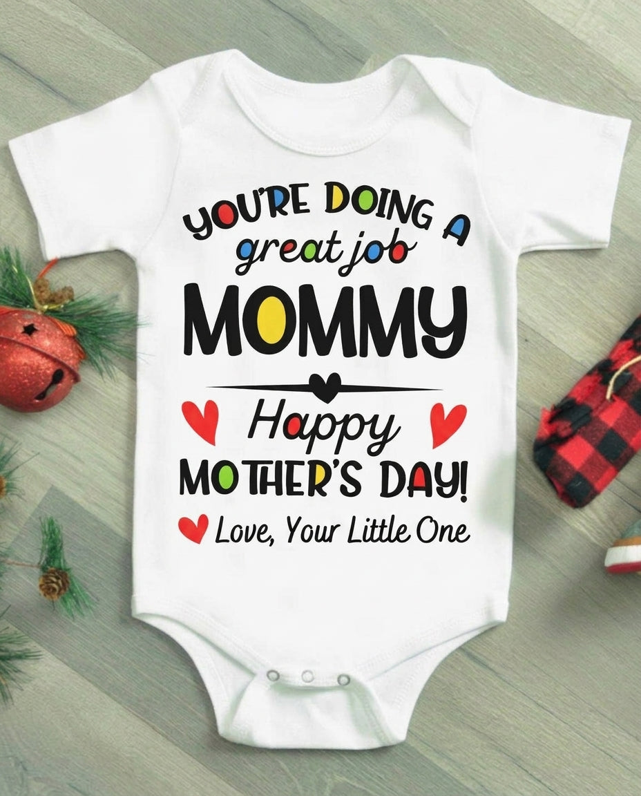 TotKind - Great Job Mommy Text Happy Mothers Day - Baby Onesie