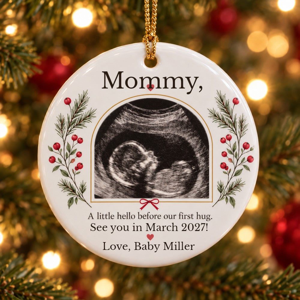 Ultrasound Hello Ornament — personalized Christmas ornament