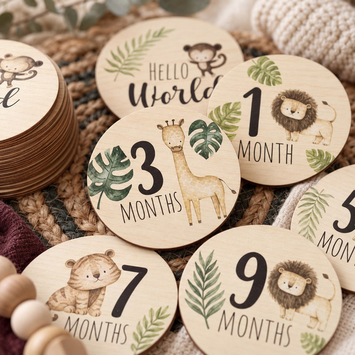 Wooden Baby Milestone Cards — detail