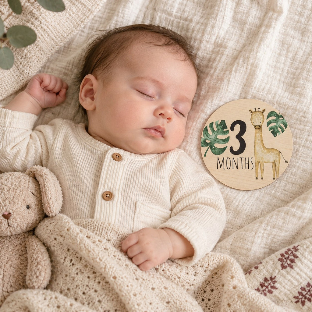 Wooden Baby Milestone Cards — in use