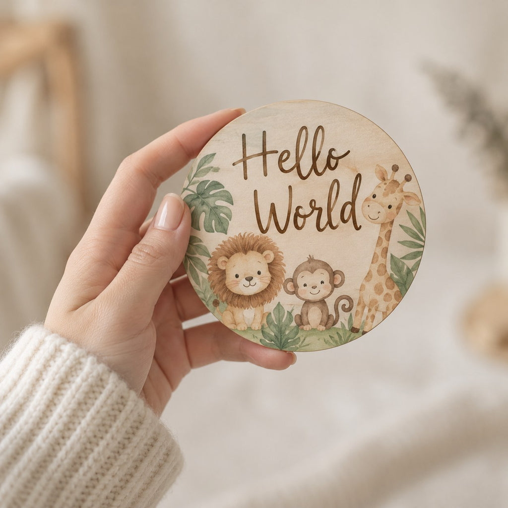 Wooden Baby Milestone Cards — size in hand