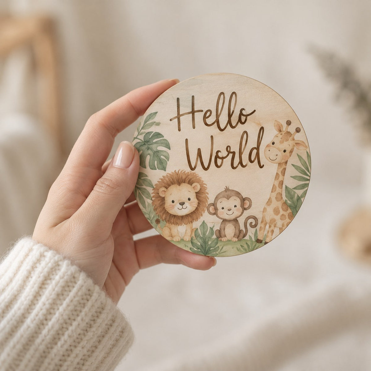 Wooden Baby Milestone Cards — size in hand