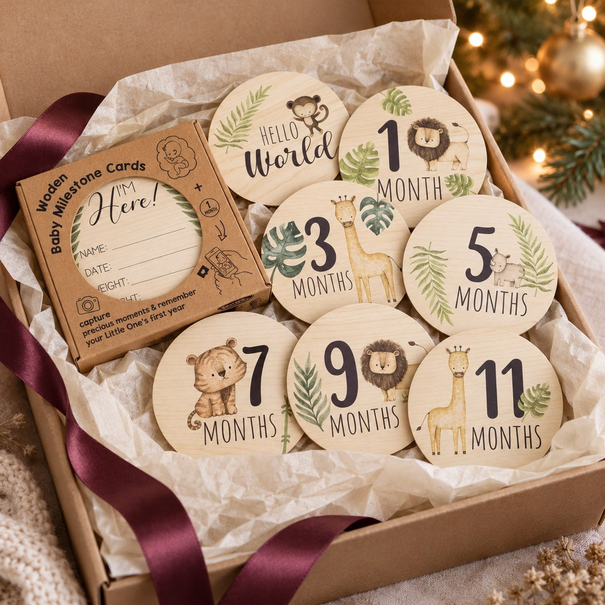 Wooden Baby Milestone Cards — gift-ready