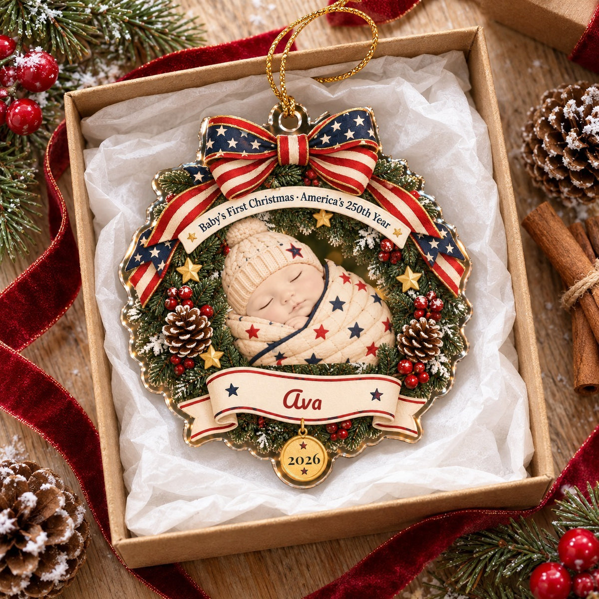 Wrapped in Love and Freedom Ornament