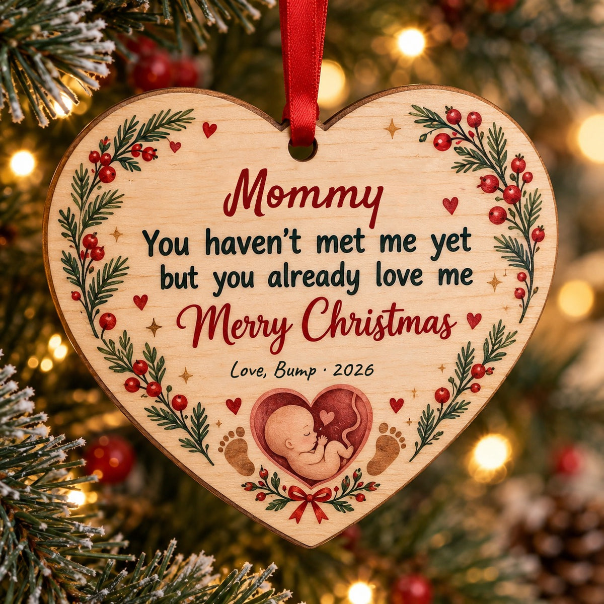 Mommy, You Haven't Met Me Yet Wooden Ornament